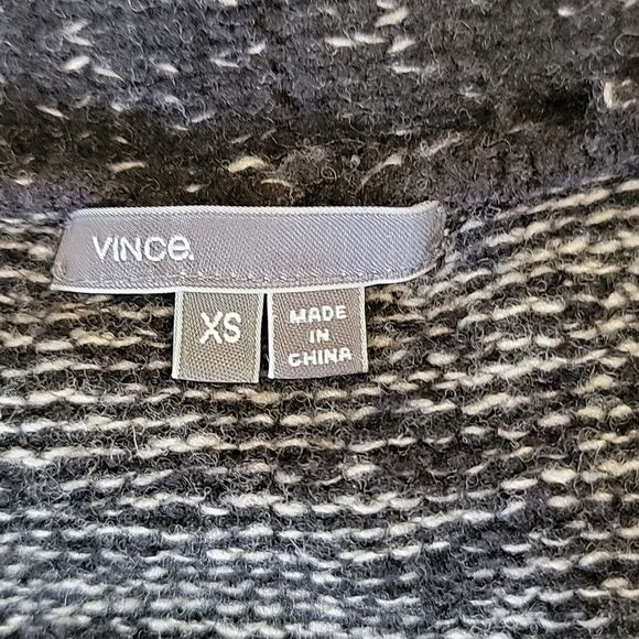 Vince duster sweater with pockets wool silk cashmere blend black donegal sz XS - Picture 3 of 8